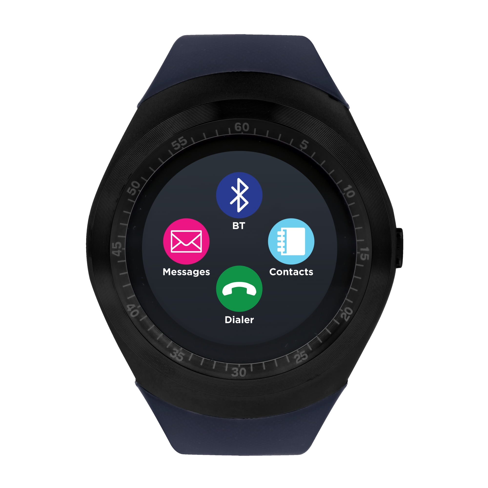 iTouch Curve Smartwatch Black Case with Navy Strap - Walmart.com