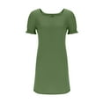 thumbnail image 5 of LOVZFMLL Women's Casual Dresses Summer Puff Short Sleeve Square Neck T-Shirt Dresses Cute Vacation Solid A-Line Mini Dresses Green S, 5 of 7
