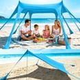 thumbnail image 2 of Rirool Beach Canopy Tent UPF50+ Sun Shelter for 6-8 Person, Portable Outdoor Beach Shade with 8 Sandbags, Aluminum Poles & Carry Bag for Camping Fishing Picnic Blue, 2 of 8