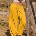 thumbnail image 2 of Clothing Sale Womens Pants 2026 Women's Spring Summer Casual Wide Leg Pants High Waisted Drawstring Loose Long Belt Pocket Pants Wide Leg Pants Woman, 2 of 8