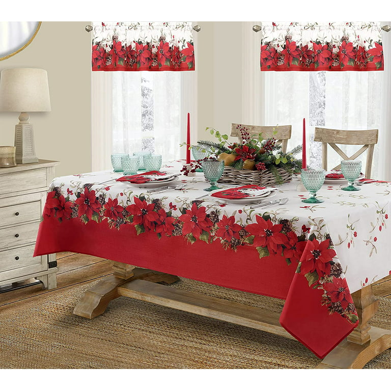 Christmas Cotton Fabric Cloth Dinner Napkins - Red Poinsettias