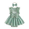 thumbnail image 4 of JUMEYU Baby Girl Dresses Newborn Baby Girl Summer Outfit Romper Jumpsuit Infant Clothes 0 3 6 9 12 18 24 Months (Green,12-18 Months), 4 of 4