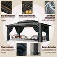 thumbnail image 5 of SANOPY 10'x15' Hardtop Gazebo, Outdoor Patio Aluminum Frame Permanent Gazebo with Galvanized Steel Roof for Backyard, Deck, Lawns, Black, 5 of 7