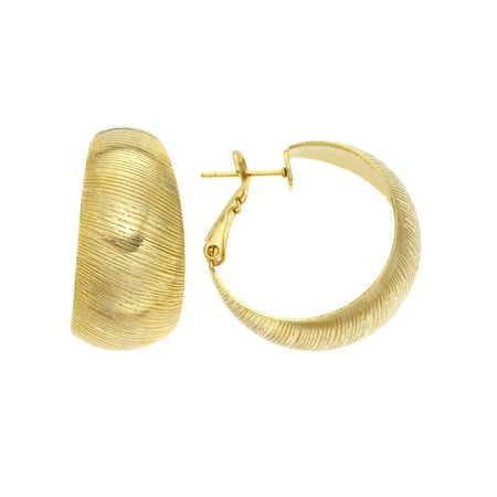 X & O Women's 14K Yellow Gold Plated 10mm X 30mm Wedding Band Hoop Earrings