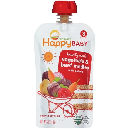 Happy Baby Hearty Meals Vegetable & Beef Medley with Quinoa Organic Baby Food 4 oz. Pouch
