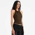 thumbnail image 5 of Women'S Casual Halter Neck Draped Front Open Back Tank Top Brown M, 5 of 8