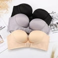 thumbnail image 3 of Strapless Front Buckle Bra Wirefree Push Up Non Slip Invisible Women Bra Underwear New, 3 of 9