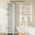thumbnail image 6 of Tall Bathroom Cabinet, Freestanding Narrow Tall Storage Cabinet with Door and Adjustable Shelves, Multifunctional Floor Storage Cabinets for Bathroom, Kitchen,White, 6 of 16