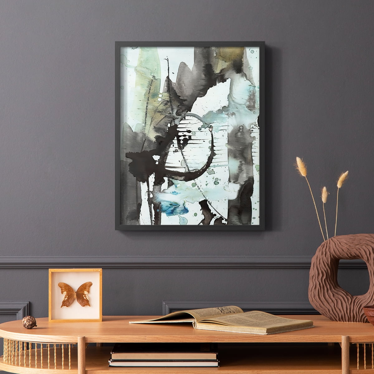 Lyrical Abstract II Framed Print in Black Solid Wood Framed Print No Nail Hanging