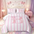 thumbnail image 2 of Manfei Pink Letter Print B Bed Spread Queen,Pink Cute Bowknot Queen Coverlet Set,3-Piece,1 Quilt and 2 Pillowcases, 2 of 7