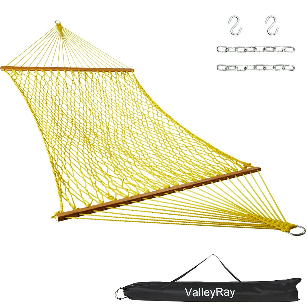 VALLEYRAY 2 Person Double Rope Hammock with Carrying Bag, Cotton Rope