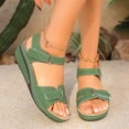 thumbnail image 6 of Slide Sandals for Women Casual Spring And Summer Breathable Toe Open Toe One-Line Buckle Wedge Heel Sandals, Green-36, 6 of 9