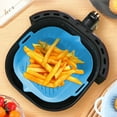 thumbnail image 4 of Xiyztok 2PCS Reusable Heat Resistant Silicone Air Fryer Basket with Handles,Square Air Fryer Silicone Pot,Blue, 4 of 9