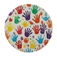 thumbnail image 2 of Awypu  Round Tablecloth, Colorful Decor Tablecloth for Side Table, Human Handprint Kids Watercolor Paint Effect, Fit Round Tables, Buffet Table/Parties/Holiday Dinner, Multi White, 2 of 7