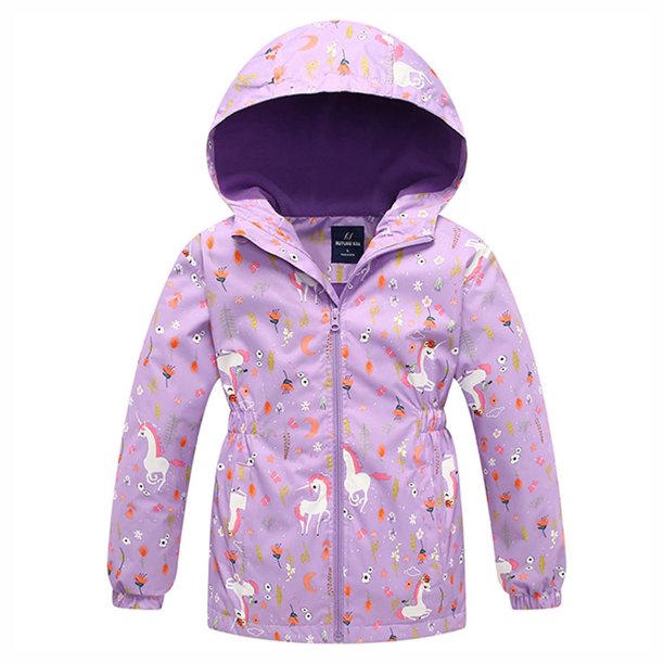 kids Zip Hooded Windbreakers Waterproof Rain Jackets Lightweight Fleece Lined Outdoor Warm