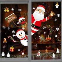 Christmas Window Sticker 35"x23" -  XLarge Glass Decal for Shop Window, Showcase Decoration - Santa Claus, Snowman, Reindeer, Snowflake Clings