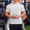 thumbnail image 2 of T-shirt Col Rond Uni pour Hommes en Velours Décontracté Course Manches Courtes Sport Entraînement Physique Décontracté, 2 of 4
