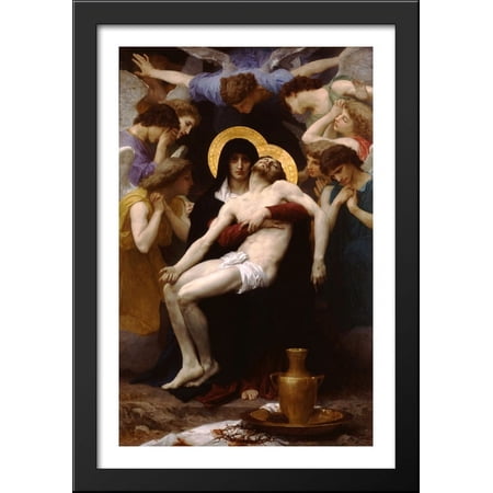 Pieta 26x40 Large Black Wood Framed Print Art by William Adolphe Bouguereau