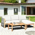 thumbnail image 1 of Costway 3PCS Patio Acacia Wood Sofa Furniture Set Thick Cushion W/Nylon Rope Armrest, 1 of 10