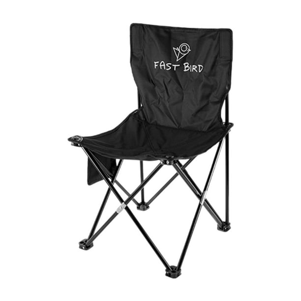 Silla plegable perfecl de pesca con bolsillo lateral para camping negro