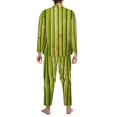 thumbnail image 7 of Salouo Green Bamboo Fence Print Button-Front Long Sleeve Pajama Set for Men, Soft 2Pjs Men's Long Sleeve Sleepwear -XX-Large, 7 of 7
