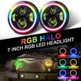 thumbnail image 2 of 7" Inch Round RGB MULTI COLOR LED SMD Halo Clear Lens Diamond Cut Headlights, 2 of 15