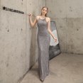 thumbnail image 4 of Vestido de fiesta de mujer de otoño con borlas de hilo de poliéster y cuentas de cola de pez para banquete, elegante, temperamento, modelo de coche de anfitrión anual, 4 of 6