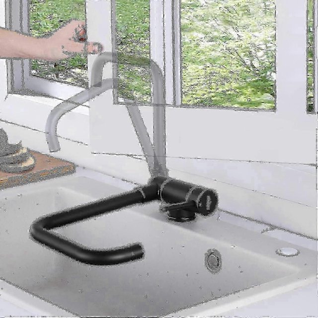 360 Swivel Folding Black Kitchen Faucet, Window Folding Kitchen Mixer Tap, Stainless Steel Hot And Cold Water Sink Mixer Tap For Kitchen