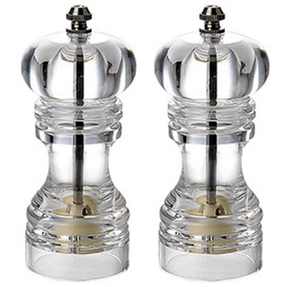 Pepper Mill and Salt Shaker Set of 2 Salt and Pepper Mill Shaker with Adjustable Coarseness-Clear