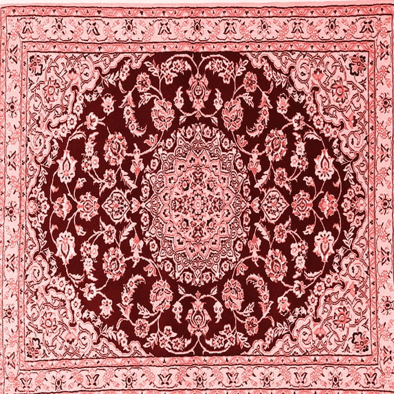 Ahgly Company Indoor Square Medallion Red Traditional Area Rugs, 7' Square