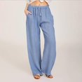 thumbnail image 2 of Linen Pants Women Casual Loose Drawstring Pants Wide Leg High Waist Trousers Boho Beach Lounge Pants Pockets Ladies Comfy Plus Size 2025 Trendy Outfits Lightweight Cute Fashion Dressy Clothes, 2 of 6