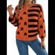 thumbnail image 3 of Suéter de Rayas con Hombros Caídos para Mujer, Suéter de Punto de Cuello Redondo Extragrande, Top Tipo Jersey. Color Naranja M, 3 of 10
