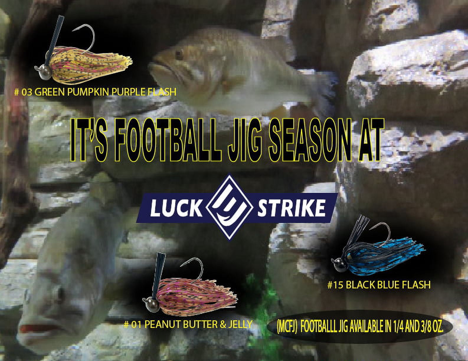 Luck-E-Strike, Football Jig, Peanut Butter & Jelly, 3/8 oz., Bass, Freshwater, Fishing Jigs
