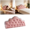 thumbnail image 2 of Ruffled Headboard Backrest Pillow, Reading Support Bolster，Wave Shape Bed Wedge Cushion For Bedroom, Dorm, Sofa,Pink - 120 Cm, 2 of 9