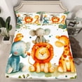 thumbnail image 2 of Castle Fairy Cartoon Lion Elephant Giraffe Twin Sheet Sets,Botanical Leaves Bedding, 2 of 7