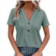 thumbnail image 1 of Sudadera con capucha larga,Blusa informal de manga corta con cuello en V para mujer, con botones, de poliéster y elastano, para uso diario, sopatenor, 1 of 6