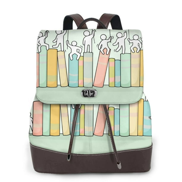 Fotbe Books Mochila Bolso con Estampado para Mujer, Mochila Antirrobo de Nylon Impermeable, Bolsa Ligera de Hombro