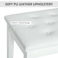 thumbnail image 6 of GVN Piano Bench, Duet Piano Chair with Faux Leather Padded Cushion and Wooden Frame, Button Tufted Keyboard Bench, White, 6 of 7