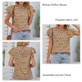 thumbnail image 3 of Mujeres de manga corta Top floral impresión frill TRIM moda casual blusa para el hogar citas trabajo, 3 of 8
