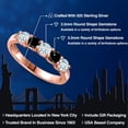 thumbnail image 2 of Gem Stone King 18K Rose Gold Plated Silver Sky Blue Aquamarine and Black Diamond Wedding-Bands Ring for Women | 0.85 Cttw | Round 3.5MM | Gemstone March Birthstone | Size 6, 2 of 6