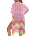 thumbnail image 5 of HELLHERO Colorful Pattern Long Kimono Swimsuit Cover Up High Quality Fabrics Half Sleeve Free Size Bathing Suit Cover Up for Women, 5 of 6