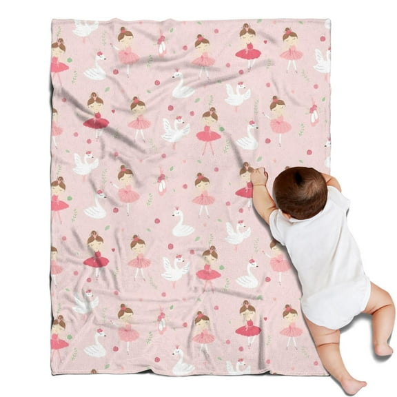 Ballet Swan Princess Pattern Blanket,Comfortable Soft Lamb Wool Throw Blanket,All Season,Warm Lightweight Blankets for Sofa Bed Couch Living Room Chair,30"x40"