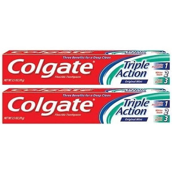 Colgate Triple Action Original Mint Toothpaste, 2.5 oz. (Pack of 2)