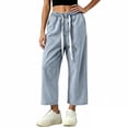 thumbnail image 2 of Hueook Straight Leg Jeans for Women Drawstring Elastic Waist Denim Pants with Pockets Casual XL, 2 of 5