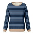 thumbnail image 4 of successthop Plus Size Sweatshirts for Women Oversized Crewneck Long Sleeve Sweater Pullover Tops Stripe Sweatshirts Blue, 4 of 5