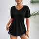thumbnail image 5 of Fiudx Ofertas y Liquidaciones Blusa de Manga Corta con Cuello En V y Botones para Mujer, Informal, Liso, a La Moda, 5 of 7