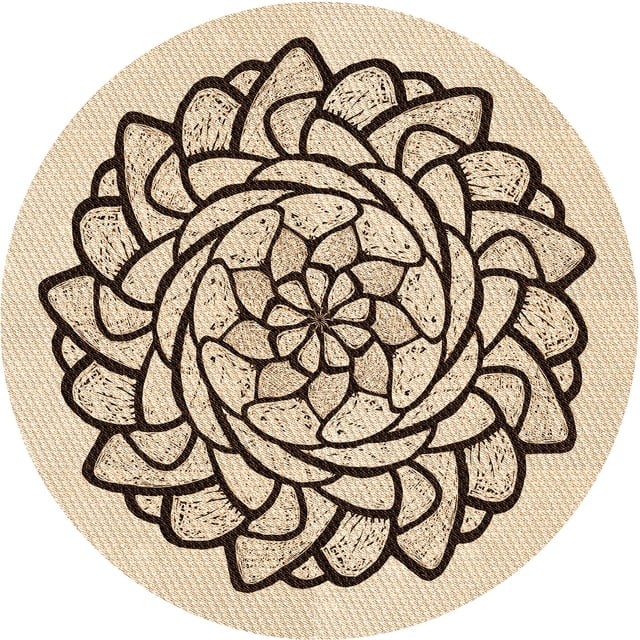 Ahgly Company Tapis Rond Lavable en Machine Intérieur Transitionnel Marron Clair, 6 Pieds Rond