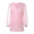 thumbnail image 4 of SAYOO - Camiseta de cuello en V de color sólido para mujer, blusa holgada de manga larga con decoración de flores, suéter holgado SAYOO  Moda, 4 of 9
