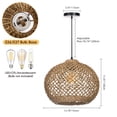 thumbnail image 2 of Hollymoon 1 Light Natural Rattan Pendant Light, Woven Chandelier Pendant Lamp Shade, Hanging Ceiling Light, Handmade Lampshade for Bar Hallway, 2 of 6