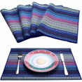 thumbnail image 1 of Table à Manger Bleue, 4 Pcs Sets de Table Décoratifs Cousus à la Main, Rectangulaire, 1 of 5